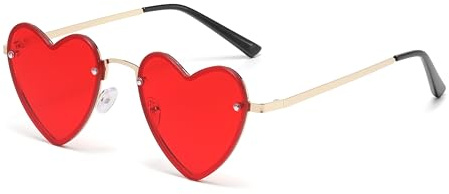 RUNHUIS Mode Herz Sonnenbrille für Damen Herren, Retro Gold Metallrahmen Herat Form Sonnenbrille für Party