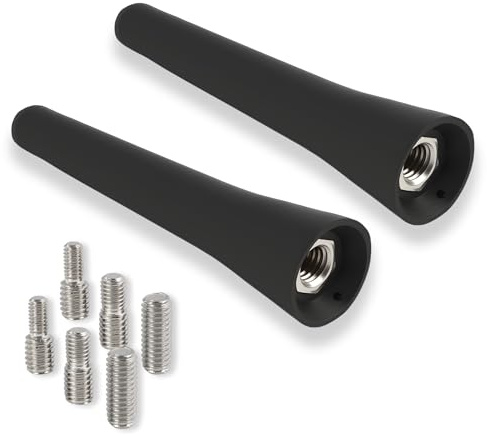 2 PCS 6.5cm Autoantenne Auto Antenne, für FM AM DAB Empfang, Mini Autoradio Antenne kurz 6,5cm mit 6 Gewindeadaptern, Auto antenne kurz 6,5cm für viele Fahrzeugmodelle, einfache Montage
