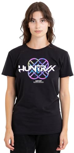 Kpop Demon Hunters Women's K-pop Demon Hunters-Huntrix Huntr/X Pastel Logo Ladies T Shirt, Black