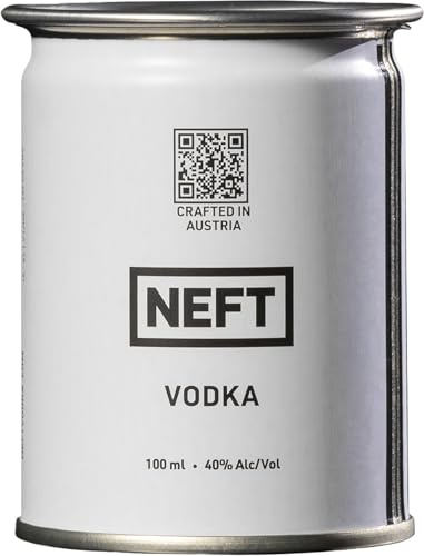 NEFT Vodka White Barrel, 40% ABV, 10cl | Austrian Vodka Mini, Alpine Spring Water & Rye, Iconic Unbreakable Eco Barrel, Smooth, Clean & Additive-Free