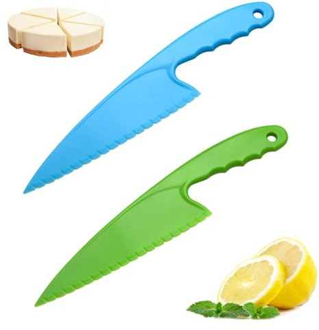 Funngy Pelle à Tarte,2 PCS Couteau à Gâteau Dentelés en Plastique Ustensile de Cuisine Multifonction pour Couper Tarte Gâteau Pain Salade Fruits Couteau Pâtisserie et Pelle à Cake