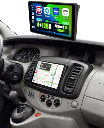 4+128G Autoradio für Renault Trafic 2001-2010,Opel Vivaro,Nissan Primastar | Android 15 10 Zoll Incell Radio mit Wireless CarPlay Android Auto FM RDS EQ Bluetooth Navi GPS SWC USB WIFI Kamera Mikrofon