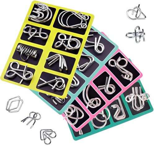 32 Teiliges Metall Puzzle Geduldsspiel Knobelspiele für Erwachsene, Metallisches Denkspielzeug Geschicklichkeitsspiele Erwachsene, Denksport Aufgaben, Geburtstags Weihnachts Geschenke