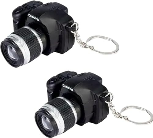 Elzhan 2Pcs Camera Keychain with Sound, Key Ring Decor Bag Wallet Pendant, Mini Camera Design Keychain Cute Novelty Ring Toy Chain Pendant Creative Gift Key Chain Decorative