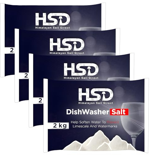 2kg Dishwasher Salt for Dishwashers and Water Softeners – Prevents Limescale Build Up Hard Water Softener Salt Compatible with All Dishwasher Brands - (Pack of 4)