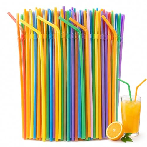 Livawnd 50 Pack Flexible Sugarcane Drinking Straws, Plant Based Bendy Eco Friendly Straws, BPA Free Food Safe Straws for Home, Parties, Bars & Events