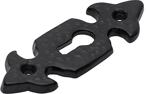 Merriway® BH01796 Fleur-de-Lys Design Open Keyhole Escutcheon - Black Antique