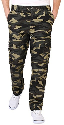 KRISP 7919-KHA-XXL: Herren Lange Cargo Combat Camouflage Hose