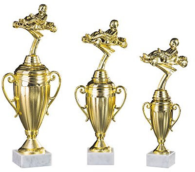 3er-Serie GoKart-Pokale mit Wunschgravur