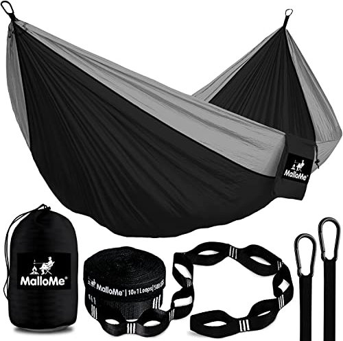 MalloMe Hamacs Hamac Exterieur - Hamac Suspendu - Hamac 2 Places 2 Personnes Double & 1 Personne - Hammock pour Adultes & Enfants - Camping Hammack Portable - Amack Amaque Amak Amac Amaque Hammac
