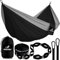 MalloMe Doppel Hängematte(300 x 200cm) Ultraleichte Reise Camping Hängematten für Outdoor 2 Personen Atmungsaktives Wasserdichtes Fallschirm-Nylon, inkl. Karabiners -Hammock für Camping, Reise, Garten