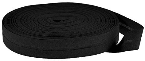 25m Baumwoll-Schrägband uni 20mm breit gefalzt Einfassband 50 Farben wählbar, Farbe:schwarz