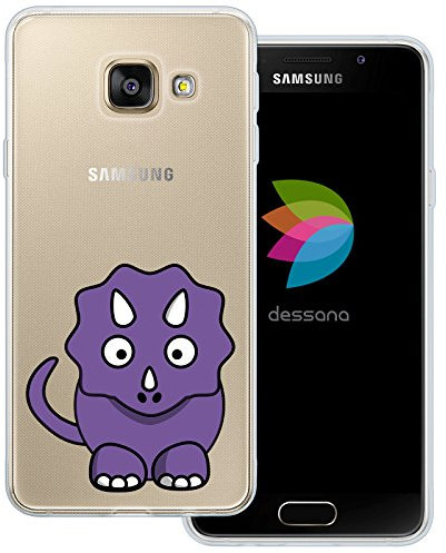 dessana Süße Dinos transparente Silikon TPU Schutzhülle 0,7mm dünne Handy Tasche Soft Case passend für Samsung Galaxy A3 (2016) Dino Lila
