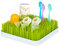 Relaxdays Baby Bottle Drying Rack, Drip Tray, Grass Design, Water Drainer, Plastic, 6.5 x 23.5 x 23.5 cm, Green & White