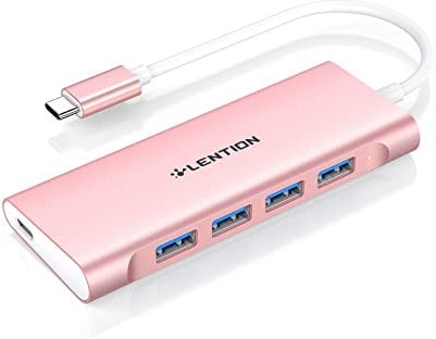 LENTION USB C Hub mit 4X USB 3.0 in 5Gbps und 60W Typ C Aufladung,Universal Multiport Adapter, Für 2023-2016 MacBook Pro/Air 13/14/15/16, Neues Mac Air, New Surface, Chromebook,Laptop, Mehr