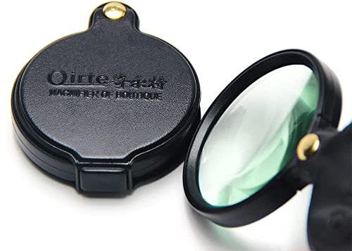 Othmro Lupe, 64mm 10X Taschenlupe Mit Ledertasche (Schwarz) 1St