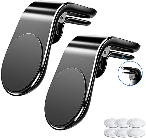 McNory Soporte Magnético Movil Coche,(2 PC) Mini Móvil Coche Iman Rejillas 360°Universal Soporte Teléfono,para iPhone XS MAX/XR/X /8 Plus/7,Galaxy Note9/8/S8,Smartphone,Dispositivo GPS ect