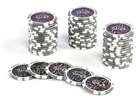 Nexos Trading 50 Poker-Chips Laser-Chips Ocean-Champion-CHIP Kanten abgerundet 12g Metallkern Poker Texas Hold`em Black Jack Roulette Token Jeton Wert 1-10000 wählbar (Wert 1)