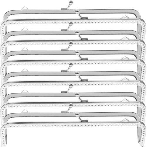 Lot de 6 sacs à ossature métallique à faire soi-même avec fermoir à fermeture porte-monnaie en forme d'arc semi-circulaire Embrayage Cadre pour sac à main 18 cm