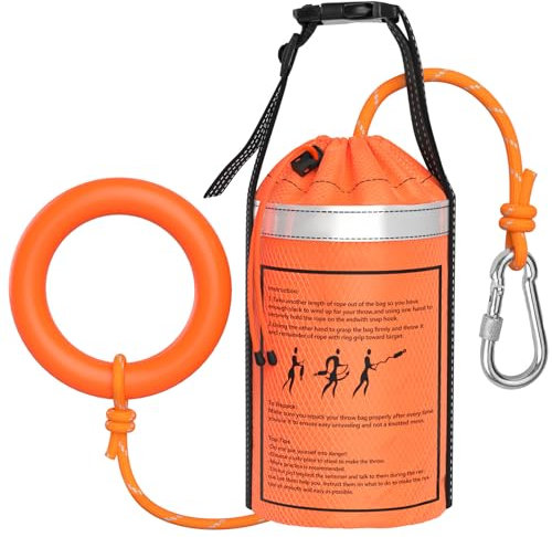 NTR Bolsa de Rescate de Agua con 70 Metros de Cuerda de 3/10 Pulgadas de Resistencia a la tracción Nominal a 836 kg, Dispositivo de Lanzamiento para Kayak y Rafting, Equipo de Seguridad para Balsas y