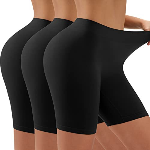 YADIFEN 3 PACK Anti Chafing Shorts Womens Chub Rub Shorts Safety Seamless Lycra Short Ladies Boxer Short for Under Dresses Yoga Running Sports Leggings Black XL