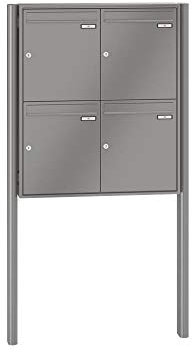 RENZ/Quadra / 4er Freistehende Briefkastenanlage Standbriefkasten/RAL-Farbe 9007 Volumen 23 L/zum Einbetonieren/Dein-Briefkasten.de