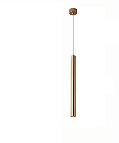 Naiyn Lámpara Colgante LED Creativa Moderna Barra de Barra Dorada Proyector cilíndrico Lámpara Colgante de Tubo Largo Lámpara de Techo de Altura Ajustable para iluminación de Isla de Cocina