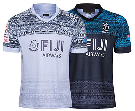 YINTE 2020 Fijian 7S World Cup Rugby Jersey, Home/Away Rugby Short Sleeve Pro Jersey, Men's Competition Cotton Jersey Graphic T-Shirt, Training Football Jersey