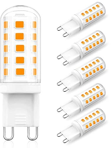 H.W.S G9 LED Lampe 4W 400 Lumen Kein Flackern Leuchtmittel Ersatz 40W Halogenlampe 360° Abstrahlwinkel Nicht Dimmbar 6 Pack (3000K-warm White)
