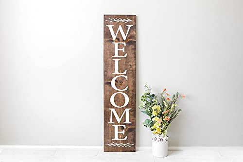 Aperiy Porch Welcome Sign, cartello verticale in legno, segno di benvenuto della fattoria, cartello verticale di benvenuto in legno, per portico anteriore, decorazione per la casa, 40,6 x 15,2 cm