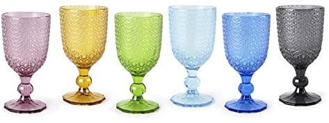 Excelsa Ice Set de 6 verres à pied, multicolore, verre coloré en pâte, 300 ml.