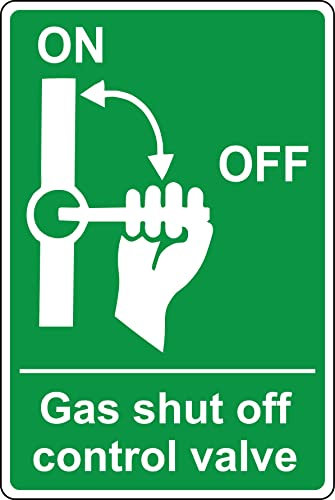 Gas Shut off control valve Safety sign - Self adhesive sticker (150mm x 100mm)