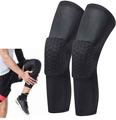 LARDROK Breathable Basketball Knee pads Protective Hex Honeycomb Compression Kneepad Protective Sport Knee Brace Leg Sleeves Volleyball Rodilleras Long