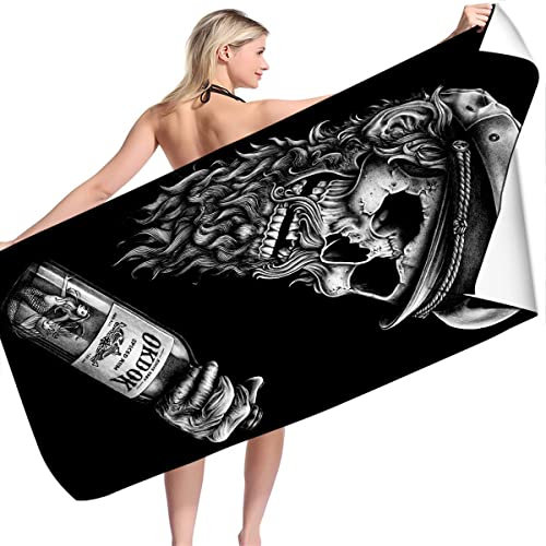 Skull Strandtuch,Baumwolle,Badetuch Groß 100x200,totenköpfe, Strandtücher Gothic Schweißtuch Mikrofaser Badetuch (A02,70x140cm)
