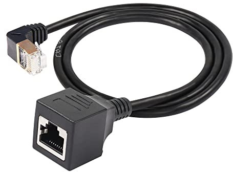 SinLoon RJ45 Cat8 Ethernet Kabel, Cat8 High Speed Stecker auf Buchse 90 Grad Netzwerkkabel, SFTP Patchkabel 40Gbps 2000Mhz für Server Modem Router (UP)