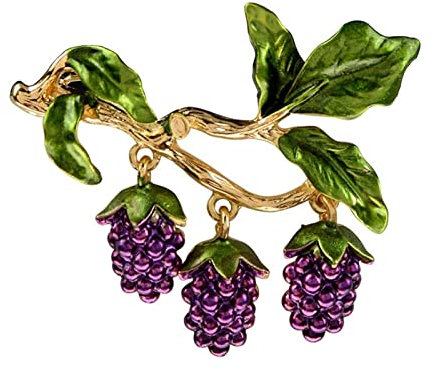 Broche d'accessoires vestimentaires for femmes, cadeaux de vacancesBroche de luxe en émail 3 grappes de raisins Broches for femmes et hommes Mode Épingles à fruits Émail Vintage Bijoux Accessoires Bro