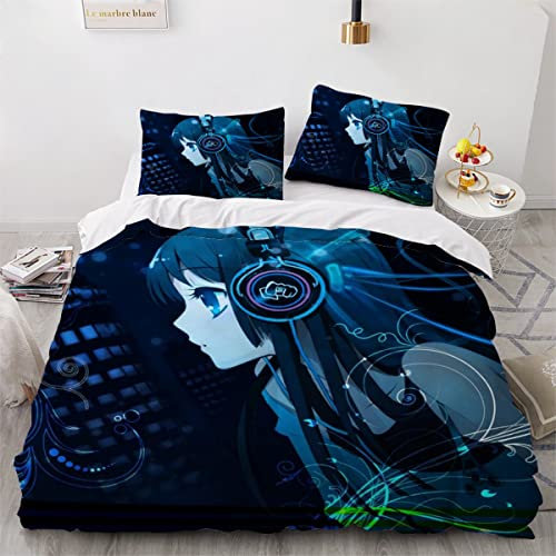 AASIRA Anime Frau Bettwäsche 135x200 Kinder Bettwäsche Manga Weiche Mikrofaser Bettbezug mit Reißverschluss Jungen Mädchen Bettwäsche-Set 3D Motiv Bettbezüge mit 2 Kissenbezug 80x80