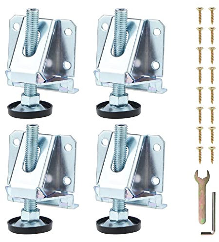 Moendergo 4 Stück M10 Schwerlast Einstellbar Nivellierer, MöBel Leveler, Einstellbare FüßE Set, MöBel NivellierfüßE GewindefüßE, FüR Tisch, Regale, Schrank, Werkbank