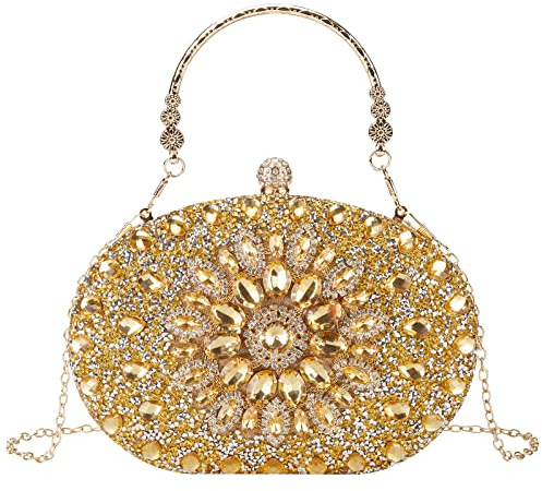 Suhatjia Pochette de soirée avec strass pour femme, soirée, mariage, sac à main de fête, sac à main avec strass et paillettes