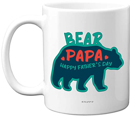 Stuff4 Daddy Gifts – Papa Bear – Tasse d'anniversaire pour papa de la part de son fils, fille, tasse de fête des pères, cadeau de Noël, cadeau de Père Noël secret, tasse à café en céramique, passe au