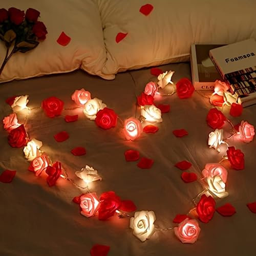 HAOSHICS String Lights, Battery Operated Rose Flower String Fairy Lights for Christmas, Valentine's, Wedding,Party,Indoor,Garden Decoration (Red Rose,3M/9.84ft 20LEDs)