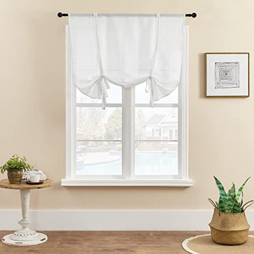 SMITHOOM Tenda a pacchetto a 1 pannello, con legatura, spessa, tinta unita, con tasche per asta, per cucina, camera da letto, bagno, lavanderia, decorazione per finestra, 80x120cm, Bianco