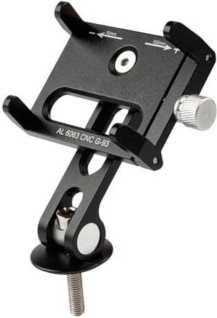 CalmGeek Support pour téléphone portable vélo, universel et réglable pour 3,7-7,2 pouces, support téléphone en aluminium pour moto, vélo de montagne (Noir-G93)