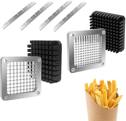KELEYU Lama di ricambio per tritatutto, 2 pezzi da 1/4 '' e 3/8 '' commerciale in acciaio inox lama e blocco spintore per tagliare frutta pomodoro cipolla patatine fritte