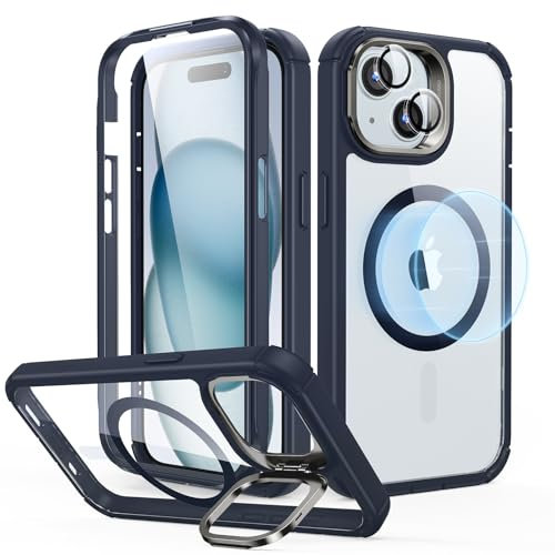 ESR for iPhone 15 Plus Case, Full-Body Shockproof MagSafe Case, Exceeds Military-Grade Protection, Armor Series, Clear Dark Blue