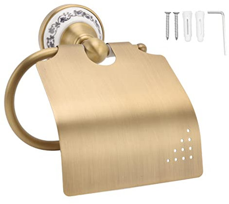 MISNODE Porte-papier Toilette Vintage, Porte-serviettes en Métal avec Décoration en Porcelaine, Porte-papier Toilette Mural, Distributeur de Serviettes en Papier pour Salle de Bain