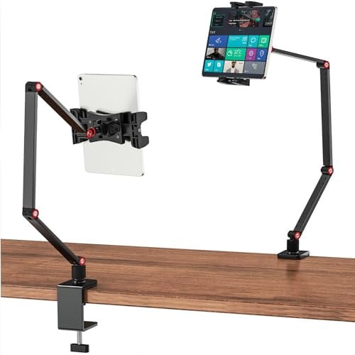 Cenawin iPad Desk Stand - 360° Swivel Adjustable Long Arm Tablet Holder for iPad Pro, Air, Mini, 4.7 - 12.9 Tablet & Smartphone