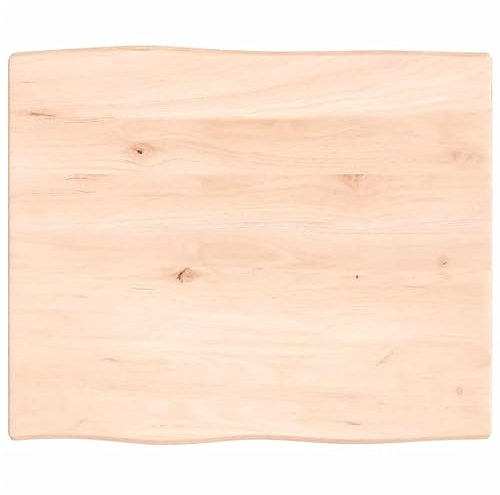Homgoday Tischplatte Ersatztischplatte Schreibtischplatte Holzplatte Tischplatte Ersatztei für Esstisch Couchtisch Gartentisch 60x50x2 cm Massivholz Eiche Unbehandelt Baumkante