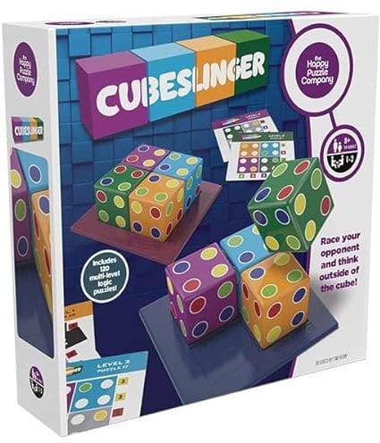 The Happy Puzzle Company - Cubeslinger Game - Fast-Paced Puzzle Challenge with 120 Multi-Level Puzzles - Race, Strategize, and Solve to Win - Solo or Competitive Play for All Ages