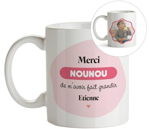 CADEAUX.COM - Mug personnalisé photo - Nounou - Résiste Micro-onde et Lave Vaisselle - Cadeau Nounou Original Personnalisable Photo Message - Cadeau Noel